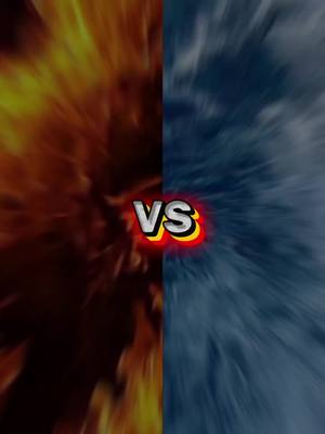 The cover image is split vertically with the left side a fiery orange and red gradient, and the right side a cool blue gradient. A white, yellow, and red 'VS' graphic is in the center, where the two gradients meet.