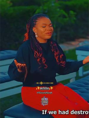 A woman with braids and a black top stands outdoors, seen from the chest up, gesturing with open arms. A logo and text about the content are at the bottom.