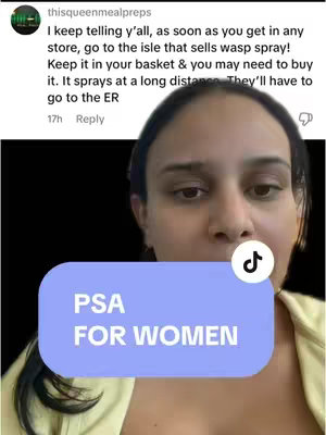 A selfie-style video cover featuring a woman with dark hair against a solid black background. Overlayed on the image is a light blue rounded rectangle containing the text "PSA FOR WOMEN" in large white font. The woman is looking toward the viewer. There is also a tiktok logo on the right side.