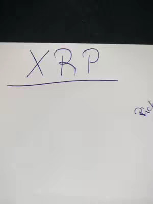 A white piece of paper with the handwritten word "XRP" in blue ink, underlined with a single line. In the bottom right corner, there's a cursive "Rick" written in the same blue ink.
