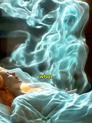 The cover image shows a person in bed, with an ethereal, glowing blue figure hovering above them. The person in the bed is lying down, eyes open, and mouth slightly agape as if in shock or awe. The ethereal figure resembles a human and has a glowing aura. The words 'what' in a yellow rectangle are in the foreground.