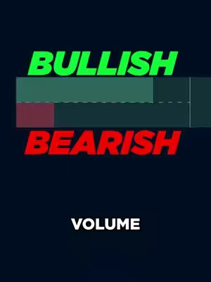 The cover image presents a graphic illustrating the concepts 'BULLISH' and 'BEARISH' in trading. The top portion displays a green bar labeled 'BULLISH', and the bottom features a red bar labeled 'BEARISH.' Between these, a visual representation of trading volume is shown. The overall composition utilizes a dark blue background, with the text elements in bright, contrasting colors for emphasis.