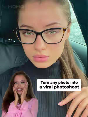 The cover image is a selfie featuring a young woman with glasses in the foreground. Behind her is a smaller image of another woman with an excited expression. The background is a car interior.