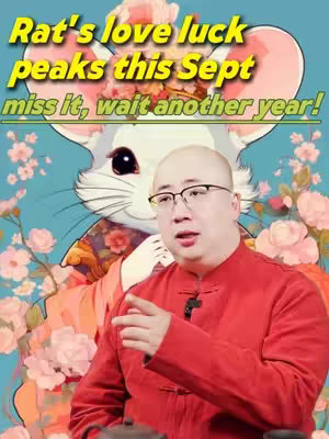The image is a composed graphic with elements that mix illustration and a real person. At the center-foreground, a man wearing glasses and a red collared shirt is positioned with his right hand pointing upwards. Behind him, a graphic of a rat with a floral headpiece and background are visible, with soft colors of pink, blue and green.