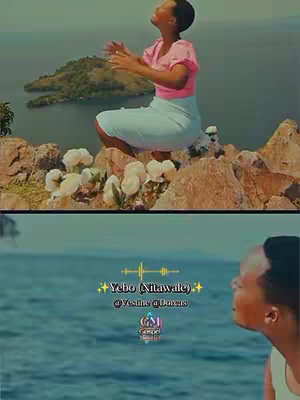 The image is in a vertical format. It's divided into two main sections. The top section captures a woman celebrating with her arms raised. She's wearing a pink top and a light blue skirt, set against a background of a mountain and lush green vegetation near the water. The bottom section has a woman looking towards the right. The image has a vibrant overall color palette with accents of water and light green to give a sense of serenity. The text hook appears to be in the center of image. A logo is in the bottom of the second section