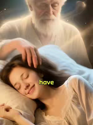 A softly lit image shows a young woman lying in bed, appearing to be asleep. Above her is an older man, rendered with a slightly ethereal glow, his hand gently resting on her head. A text overlay reads 'have' in a yellow font.