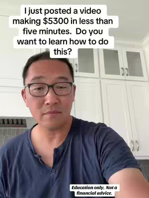 A man with glasses is positioned in front of a white kitchen cabinet. Text overlays appear at the top, stating the premise of the video. At the base of the image, a small text box includes a disclaimer.