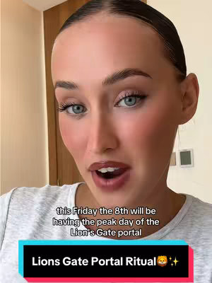 A woman with light skin, styled hair, and light makeup is the central focus. The background is slightly blurred, with a neutral color scheme. Text overlays at the bottom and in the middle provide key information.