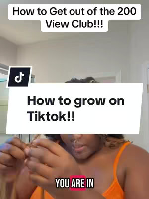 The image features a woman with her arms crossed, seemingly braiding her hair, against a neutral background. Text overlays include instructions on how to improve TikTok growth