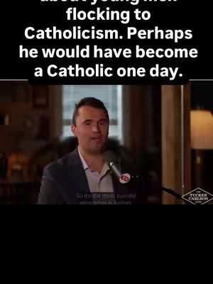 The cover image shows a man speaking into a microphone. Above him is overlay text indicating the video's topic, with the branding of 'Tucker Carlson' visible.