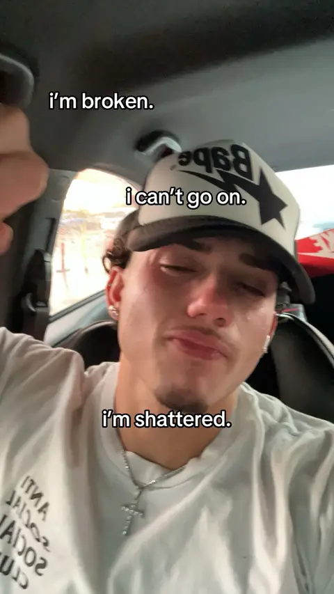 The cover image features a young man inside a vehicle. He is looking towards the camera, wearing a cap and a white t-shirt. Overlaid text expresses distress.