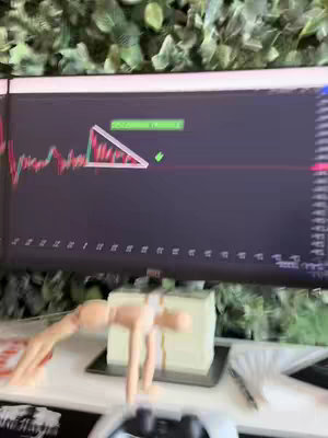 The cover image shows a computer screen displaying a chart of stock prices. The screen dominates the frame and is positioned behind a desk setup. In front of the screen, is a wooden mannequin in a yoga pose. The background shows a green leave.