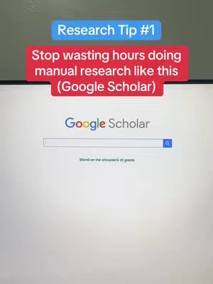 The cover image shows a computer screen displaying the Google Scholar search engine. There are overlaid text boxes at the top with advice about research. The layout is simple with a focus on the screen content.