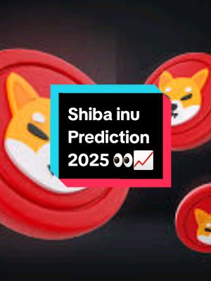 The cover image features a red coin with a Shiba Inu dog face on it, alongside two other coins featuring the same design. A text overlay with a black background and white text states: 'Shiba Inu Prediction 2025 ππ'. The background is dark.