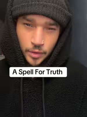 A close-up shot features a man with a beanie and hoodie, facing the camera with a serious expression. A text overlay reads "A Spell For Truth".