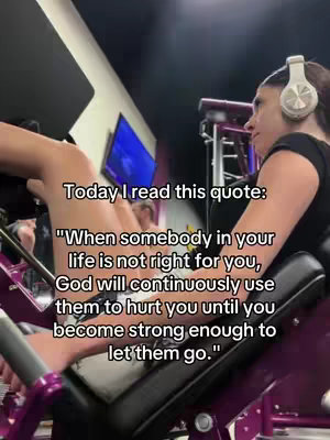 The cover image shows a person working out at the gym. The person is using a leg press machine. Text overlayed on top of image says 'Today I read this quote:' followed by a quote about life lessons.