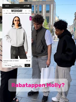 Three men in a semi-urban setting are the main subjects of the cover image. The foreground features three people with a focus on two individuals who appear to be male. One appears to be consulting his phone. The background show's the street's buildings. The image includes a screenshot of a website displaying a grey hooded sweatshirt and the text overlayed is the hook.