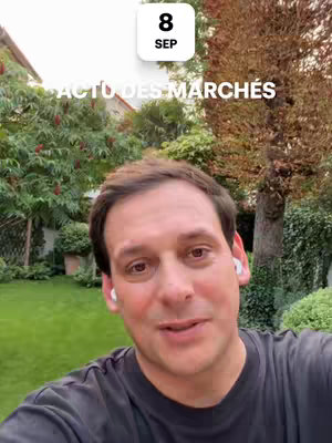 The cover image features a man in a black t-shirt, centered in the frame, with a background of lush greenery including trees and grass. The top of the image includes a white box with the text "8 SEP". The man is wearing white wireless earbuds and looking directly at the camera.