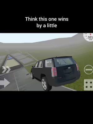 The cover image shows a black SUV driving on a foggy road in a video game environment. Text on the image reads "Think this one wins by a little". There are also in-game UI elements such as a speedometer and control icons. The overall composition is focused on the vehicle.