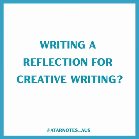 A square image with a white background and a light blue border. Centered on the image is text in a teal or turquoise color. The text is arranged in three lines, asking a question aobut creative writing. The bottom of the image contains a username.
