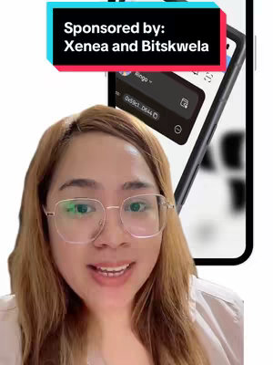 A woman with glasses is smiling at the camera with a smartphone icon in the background and a banner overlayed with the words "Sponsored by: Xenea and Bitskwela".