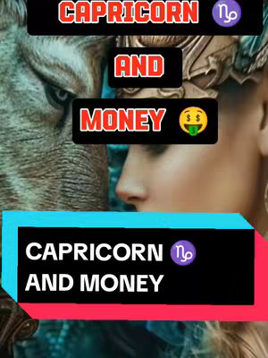 The cover image features a collage-style arrangement where a close-up of a lion's face is juxtaposed next to a person, possibly a woman or feminine figure. Text overlays are strategically placed, with the words 'CAPRICORN', 'AND', and 'MONEY' in bold, contrasting colors. The overall composition is designed to capture attention with its blend of imagery and text.