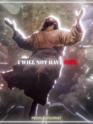 The image presents a digital artwork featuring a depiction of Jesus with arms raised, set against a chaotic, glowing backdrop. The figure is centrally positioned, with light emanating around the raised hands and above the head. Text overlays are present, including the phrases "I WILL NOT HAVE" and "PEOPLE OF CHRIST", suggesting a religious or inspirational theme. The overall composition has a mystical, possibly apocalyptic, visual style.