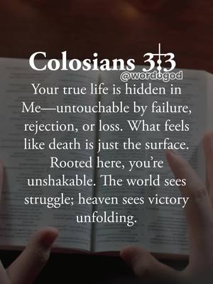An open bible with text overlaid, hands holding it from the bottom of the frame. The text is in white font on a darker background.