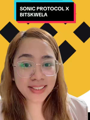 A woman with long hair and glasses smiles at the camera. Above her is a color block header with text 'SONIC PROTOCOL X BITS KWELA' over a background with yellow and black geometric shapes.