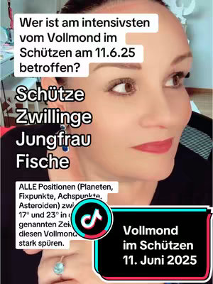 A woman with light skin is positioned in front of a light background. She is turned slightly toward the left and has a smooth complexion, with dark hair. The frame is vertically oriented, focusing on the top half of her body. The text overlays are on top of an image of an Astrology reading and the bottom right includes a Tiktok logo.