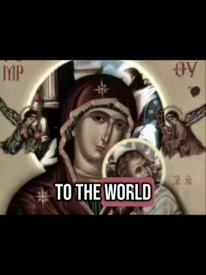 The cover image showcases a religious icon depicting the Virgin Mary holding the child Jesus, framed within an ornate, circular border. Surrounding the figures are angels and religious symbols. The text overlay, "TO THE WORLD," is displayed in a bold font on a pink background.