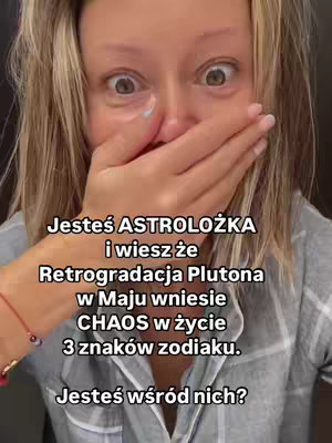 A selfie-style image featuring a woman with light hair and a gray shirt, her facial expression showing surprise and emotion. Her right hand covers her mouth, and her eyes are wide, suggesting shock or revelation. The background is blurred, focusing attention on her face and the overlaid text that forms the video's hook.