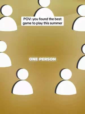 The cover image features a golden-yellow background overlaid with abstract white figures that resemble simplified person icons. In the center, the text "ONE PERSON" is placed in a bold, white font. Above the center, a white box contains the text "POV: you found the best game to play this summer", written in a sans-serif font.