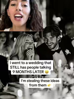 The cover image is a split screen of three elements, with a black and white, blurry bottom section featuring people at a wedding and items on a table. Above this, on the right, is a laughing man in black and white. On the left is a woman in color, face in extreme close up, with red lipstick, mid smile and teeth visible, against an out-of-focus background. Over the central part, text overlays are added in a white box.