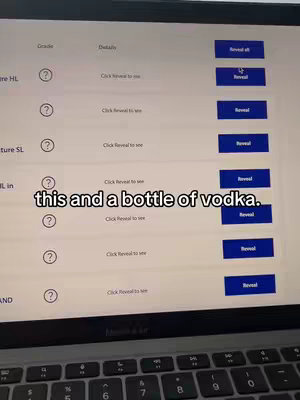 A laptop screen displaying a spreadsheet with various test results. The text overlay states 'this and a bottle of vodka.'