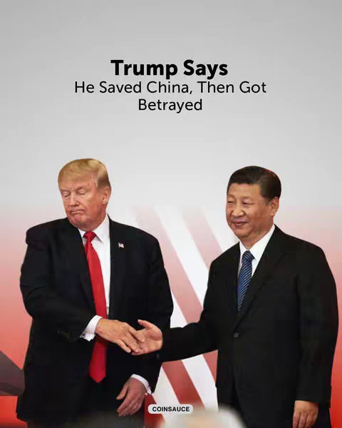 The cover image shows a composite of two men shaking hands. One figure is Donald Trump, and the other is Xi Jinping. The background has a gradient of red and white.