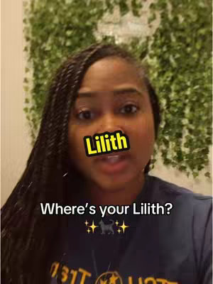 A woman with dark braids faces the camera; her face is partially covered by a yellow rectangle that says Lilith. Below this, in white text, is "Where's your Lilith?" overlaid with sparkle emojis and a dog icon.
