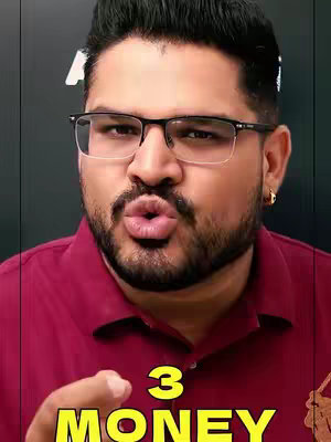 A man with a beard and glasses is the primary focus, with the text overlay "3 MONEY" on a background with a dark background with minimal other features.