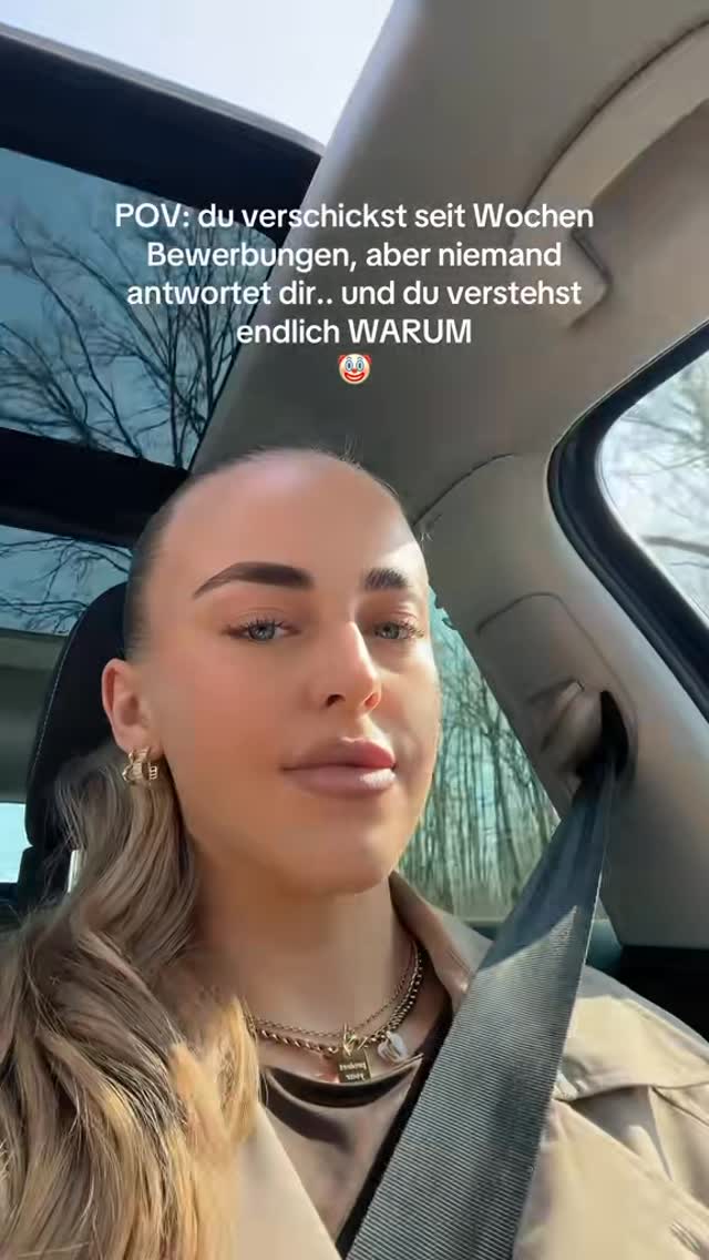 The cover image shows a woman in a car, with text overlayed. She's looking at the camera with a neutral expression, and text at the top begins with "POV:". The car interior is visible, with a seatbelt and door frame.
