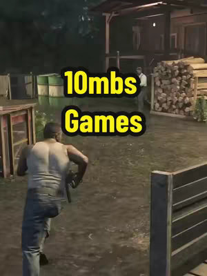 The cover image shows a scene from a video game with a person holding a gun. There is text overlaid in a yellow box that says "10mbs Games". In the background there are two other persons and a cabin.