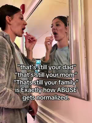 A woman is shown in a mirror. The reflection shows the woman again. A hook text appears on the image.