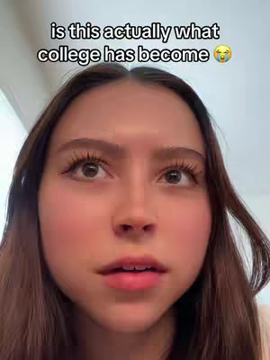 A close-up shot of a young woman's face, looking upwards with a surprised expression. Her eyes are wide, and her mouth is slightly open. Text overlays the image.