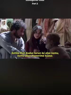 A still from what appears to be a historical drama depicting a religious story. Three people are in discussion, the center one seems to be a younger woman in a dark burgundy clothing, and the two ones beside her seems like men. The scene is set indoors, possibly in an ancient structure, given the architecture and clothing style. The lighting is dim, which gives the whole image a sense of seriousness. The bottom half of the image is covered by a greyish screen.