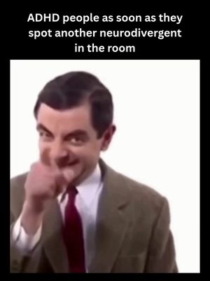 The cover image features a slightly distorted photo of Mr. Bean pointing at the viewer with a sly grin. Above Mr. Bean’s image is the text describing ADHD. The background is plain white.