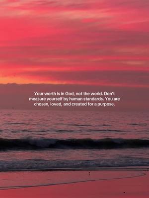 A serene shot of a sunset over the ocean. The sky is filled with vibrant shades of red and pink, reflecting on the water.  White text on the image provides an inspirational quote.