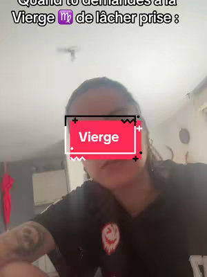 A selfie-style image where a person, likely female, is centered in the frame. The person is looking towards the camera with a neutral expression. Behind the person, there are visible elements of a room, although they are slightly blurred, indicating a depth of field effect. The main focus is on the person, with some text overlaid onto the person's face in the form of a rectangle with the word 'Vierge' in red.