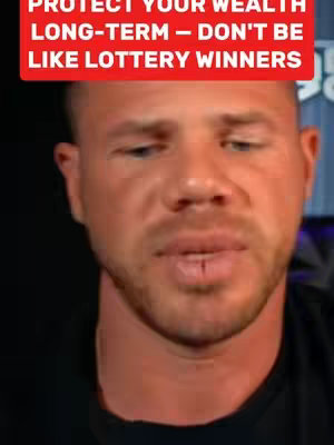 A close-up shot of a man's face, focusing on his expression, set against a blurred background. The man has short hair and is looking slightly off-camera. Overlayed text in a red banner at the top of the frame.
