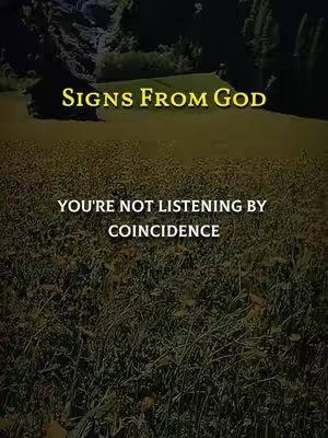An image with a grassy foreground and a blurred background showing a more green area with some trees. Overlaid on this image are the words 'Signs From God' in yellow and in larger font, and underneath in white, the words 'YOU'RE NOT LISTENING BY COINCIDENCE.'