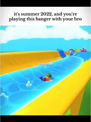 The cover image shows a scene from a mobile game. Two characters slide down a water slide, and there are other elements in the background that contribute to the feel of the game.