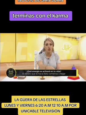 The image shows a woman in a light-colored top speaking against a backdrop of blurred yellow lights. Text overlays are positioned at the top and bottom, and a graphic element on the center-left contains a circular design with a gold emblem.